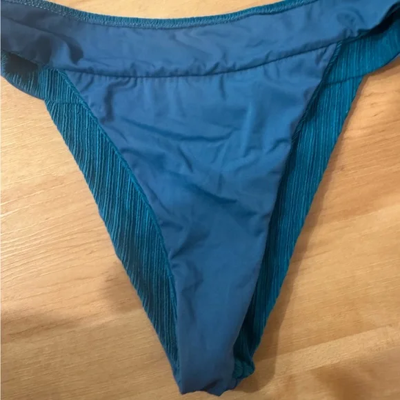 NWOT Berlook Blue Textured High Cut Bikini Bottoms Size Large - Picture 4 of 5